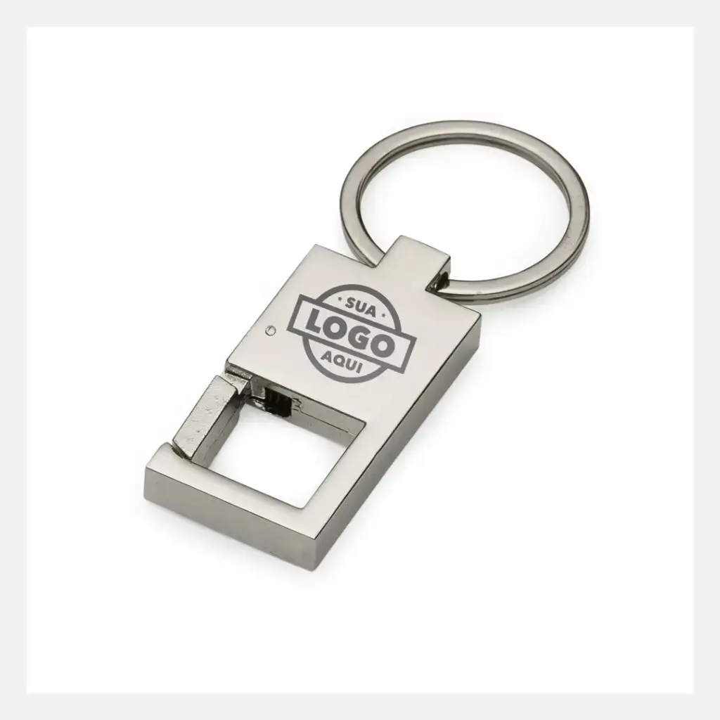 Chaveiro Metal Mosquetão Retangular