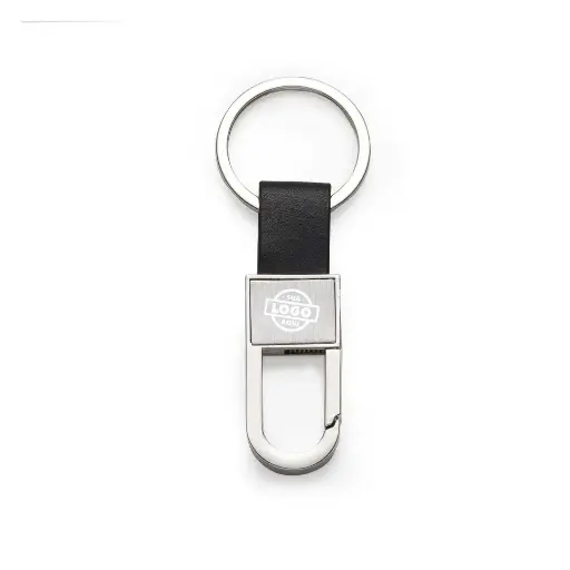 Chaveiro Mosquetão de Metal com fivela de Couro