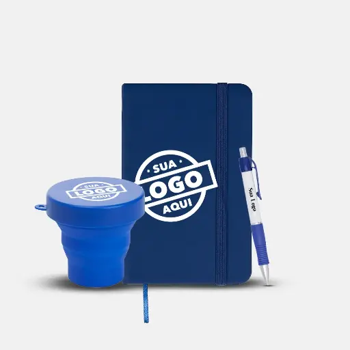 Kit Felicidade no Trabalho - Moleskine + Copo Retrátil + Caneta