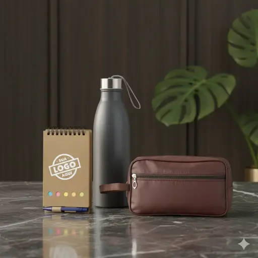 Kit Executivo 750- Garrafa Térmica 750ml+Necessaire premium +Bloco de notas